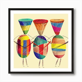 Three Djembes 1 Art Print