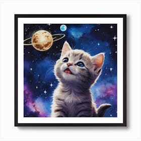 Kitten In Space 1 Art Print