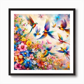 Colorful Parrots Art Print