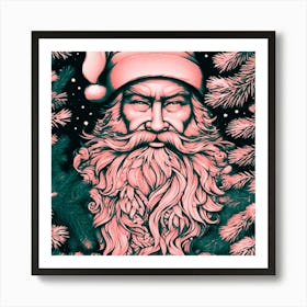 Red & Green Santa Clause Art Print