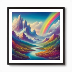 Rainbow In The Mountains Art Print