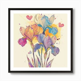 Watercolor Iris 1 Art Print