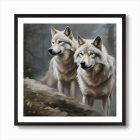 White Wolf Painting Art Print