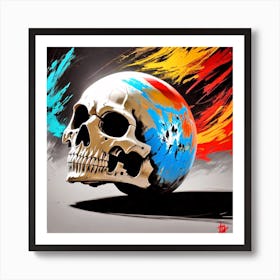 Skull With Flames Art Print