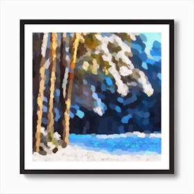 Snowy winter forest N1 Art Print