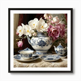 Blue And White Tea Art Print