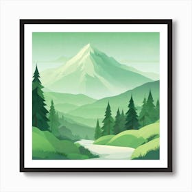 Misty mountains background in green tone 164 Art Print