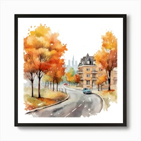 Watercolor Autumn Painting 1 Art Print