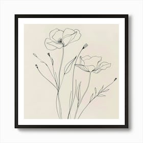 Line Art Of Flowers 2 Art Print