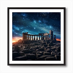 Ancient Ruins At Night Art Print