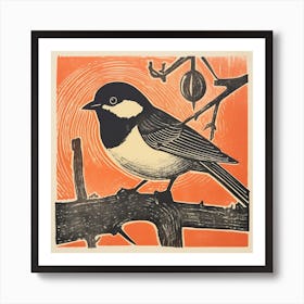 Retro Bird Lithograph Carolina Chickadee 4 Art Print