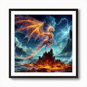 Transparent Fiery Dragon Art Print