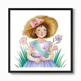 Little Girl With Flowers 3 Art Print