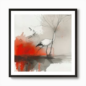 Red Crane 1 Art Print