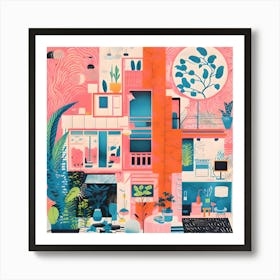 Abstract Scandi Home Illustration Art Print