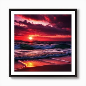 Sunset On The Beach 600 Art Print