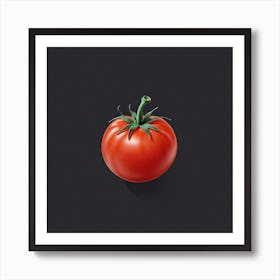 Tomato On Black Background 1 Art Print