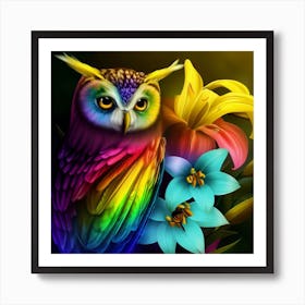 Rainbow Owl 9 Art Print