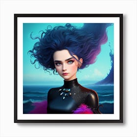 Blue Haired Girl 1 Art Print