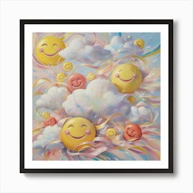 Smiley Clouds 2 Art Print