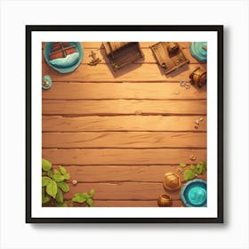 Wooden Table Top View (1) Art Print