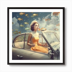 Fishes In The Car Art Print