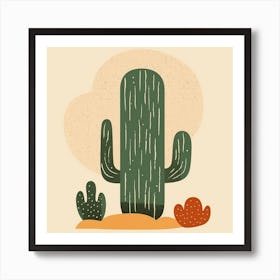 Rizwanakhan Simple Abstract Cactus Non Uniform Shapes Petrol 52 Art Print