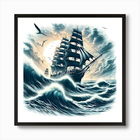Sailing Ship In The Sea 3 Art Print