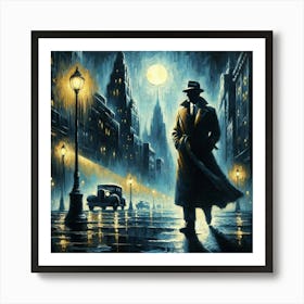 Detective At Night Art Print