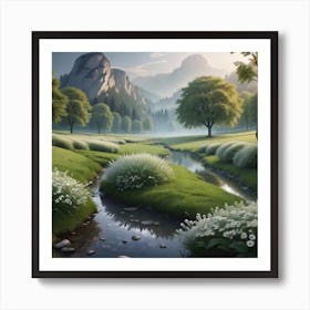 Stream In The Mountains 5 Art Print