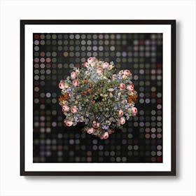 Vintage Blood Spotted Bladder Senna Flower Wreath on Dot Bokeh Pattern n.0048 Art Print