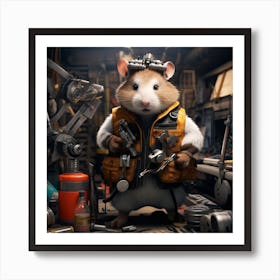 Hamster In A Workshop Art Print