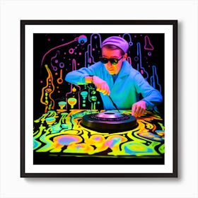 Glow In The Dark Dj Art Print