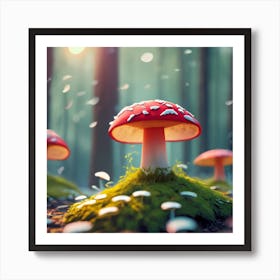 Mushrooms In The Forest 1 Art Print