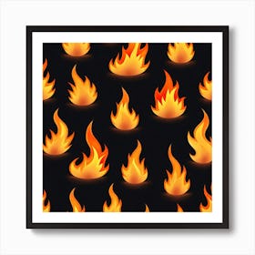 Flames On Black Background 14 Art Print