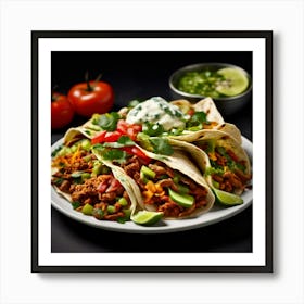 Mock Up Spicy Savory Tortilla Salsa Guacamole Cilantro Lime Beans Cheese Fillings Sauces (1) Art Print