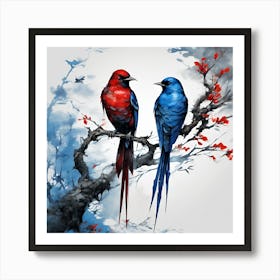 Birds On A Branch Art Print