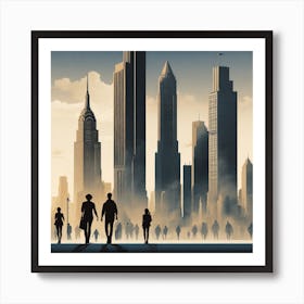 People Walking In The City Art Print