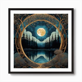 Full Moon In The Forest Art Print