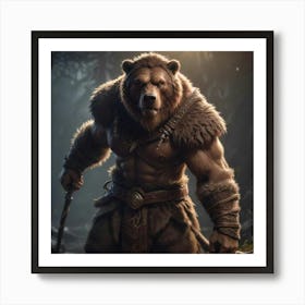 Grizzled Warrior Bear Art Print