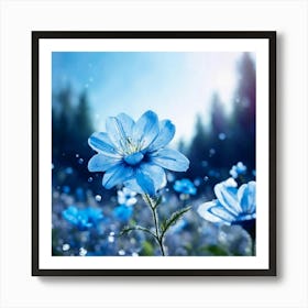 Blue Flowers In The Forest 1 Art Print