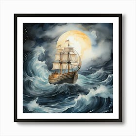 Sailing Ship In The Sea Art Print