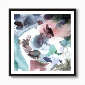 Expressive Abstract Painting Blue Pink 2 Square Art Print