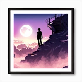 The climb to the moon Art Print