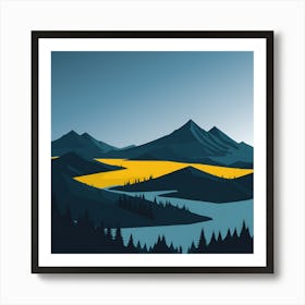 River Forest Mountain Art Print