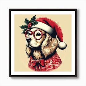 Santa Dog Art Print