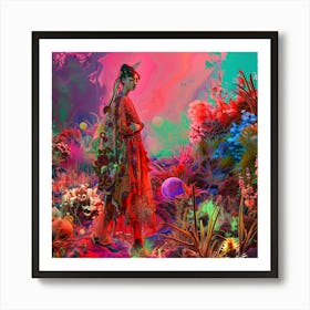 Girl In A Garden Art Print