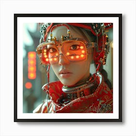 Chinese Girl With Red Glasses Art Print