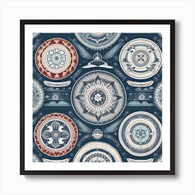 Blue And White Pattern Art Print