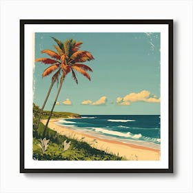 Vintage Palm Trees On The Beach Art Print